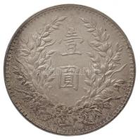 Kína 1914. 1$ (1Y) Ag "Yüan Shihkai" 7 karakter (26,73g) T:2,2-
China 1914. 1 Dollar (1 Y...