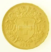 Svájc 1927B 20Fr Au (6,45g/0.900) T:1- kis ph. 
 Switzerland 1927B 20 Francs (6,45g/0.900) C:AU sma...