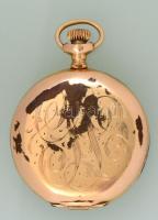 Waltham aranyozott zsebóra, duplafedeles, másodpercmutatóval, működik, hiányzó üveglappal, kopásnyom...