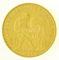 Franciaország 1904. 20Fr Au (6,44g/0.900) T:2
 France 1904. 20 Francs Au (6,44g/0.900) C:XF
Krause...