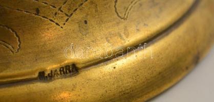 cca 1900 Jelzett (M.Jarra) lengyel réz gyertyatartó pár, m:32 cm (2×)