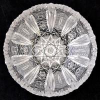 Ezüstözött szecessziós alpakka  kosár, jelzés nélkül, pótolt ólomkristály csiszolt üveggel, hibátlan...