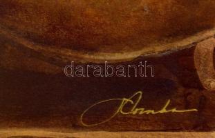 Barna fa keret, üveggel, nyomtatott képpel, belső méret: 49×39 cm