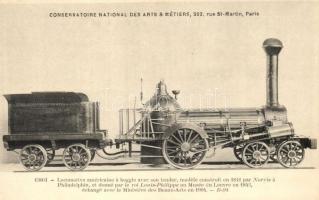 Locomotive americaine a boggie avec son tender, modele construit en 1841 par Norris a Philadelphie / American Norris locomotive built in 1841