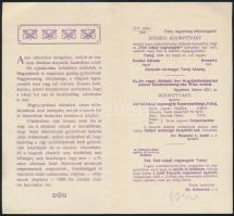 1906 Első Tokaji Cognac Gyár  litho reklámlap, Seidner Műintézetéből, 18x10 cm