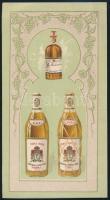 1906 Első Tokaji Cognac Gyár  litho reklámlap, Seidner Műintézetéből, 18x10 cm