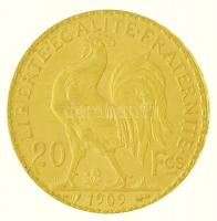 Franciaország 1909. 20Fr Au "LIBERTÉ ÉGALITÉ FRATERNITÉ" utánveret (6,46g/0.900) T:2
 Fra...