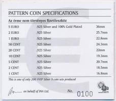 2004. 1c-2E Ag "Euro próbaveretek" (9xklf) Ag érme szett eredeti tokban, közte 2004. 5E &q...