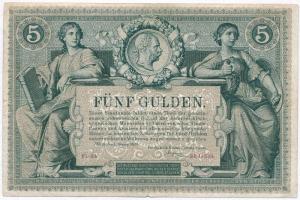 1881. 5Ft / 5G "Osztrák-Magyar Bank" piros sorszámozással T:III. tűly.
Austro-Hungarian M...