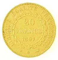 Franciaország 1897A 20Fr Au (6,44g/0.900) T:2
/ France 1897A 20 Francs Au (6,44g/0.900) C:XF
Kraus...
