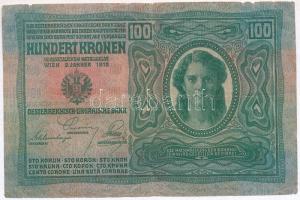 1912. 100K piros "MAGYARORSZÁG" körbélyegzővel T:III,III-
Adamo K28B