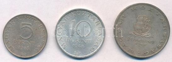 1948. 5Ft Ag "Petőfi" + 10Ft Ag "Széchenyi" + 20Ft Ag "Táncsics" - &qu...