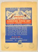 1936 Besztercebánya a Makabi világjátékok kisplakátja, emléklapja alkalmi bélyegzésekkel / 1936 banska Bystrica Makabi winter games sheet with special cancellation 22,5x30 cm