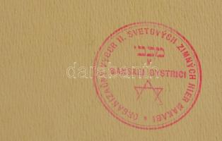 1936 Besztercebánya a Makabi világjátékok kisplakátja, emléklapja alkalmi bélyegzésekkel / 1936 bans...