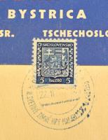 1936 Besztercebánya a Makabi világjátékok kisplakátja, emléklapja alkalmi bélyegzésekkel / 1936 bans...