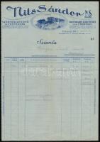 1946 Budapest, Nits Sádor szőrmekikészítő és festőgyár díszes fejléces számla