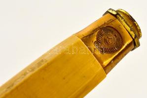 cca 1970 Szovjet tengerész tőr, jelzett (ZIK), sorszámmal, réz-bőr, műanyag,(24561), h:31 cm