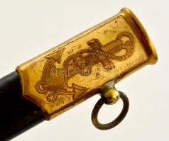 cca 1970 Szovjet tengerész tőr, jelzett (ZIK), sorszámmal, réz-bőr, műanyag,(24561), h:31 cm