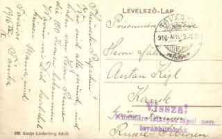 1916 Tata, Tata-Tóváros; Kerti vasúti indóház, vasútállomás. Kiadja Lindenberg Adolf 268. + "Vi...