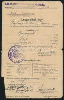 1944 Leszerelési jegy honvéd részére