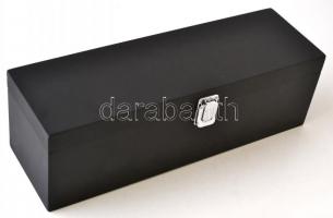 Bornyitó készlet fa dobozban, jó állapotban, 36×11×12 cm