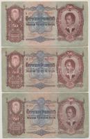 1932. 50P (5x) közte sorszámkövető pár T:I-,II