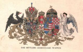 Das mittlere Gemeinsame Wappen / The middle common coat of arms. Viribus Unitis. Offizielle Karte für Rotes Kreuz, Kriegsfürsorgeamt Kriegshilfsbüro Nr. 288. s: Ströbl