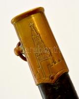 cca 1970 Szovjet gyalogsági tőr, jelzett (ZIK), sorszámmal (106977), réz-bőr, műanyag, h:31 cm