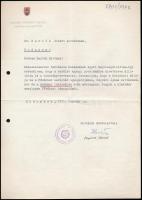 1972 Budapest Tanácselnök Helyettesének aláírt levele Hantos János aláírással