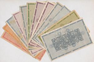 1946. 12db-os vegyes magyar adópengő bankjegy tétel, közte fordított címeres T:III,III-