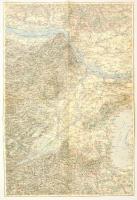 cca 1900 Bécs és környéke színes katonai térkép gyűrődésekkel