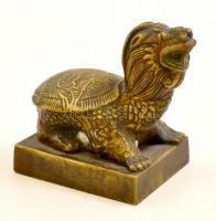 Teknőst formázó, nagyméretű bronz kínai pcseétnyomó. / large turtle shaped Chinese bronze seal maker 9x9 cm