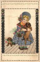 Child with dogs. B.K.W.I. 633-1. s: August Patek (EK)
