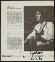 1985 Cseh Tamás (1943-2009) zeneszerző, énekes, előadóművész aláírása egy róla szóló újságkivágáson