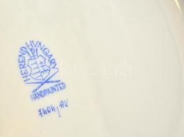 Herendi Apponyi mintás áttört kosár, kézzel festett, jelzett, hibátlan, d:18,5 cm