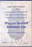 Ifj. Szlávits László (1959-) 1996. "Magyar Sportért" Br plakett eredeti tokban (77mm) és M...