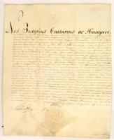 1834 József nádor tanúságlevele, latin nyelven, aláírással, papírfelzetes viaszpecséttel