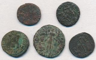 Római Birodalom 5db-os vegyes rézpénz tétel, főleg Sisciában vert érmék a Kr. u. IV. századból T:2-,...