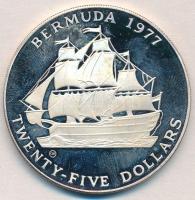 Bermuda 1977. 25$ Ag "Ezüst Jubileum" tokban, tanúsítvánnyal T:PP ujjlenyomat, felületi ka...