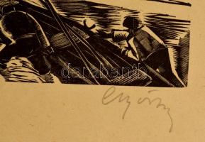 Olvashatatlan jelzéssel: Csónakosok. Fametszet, papír, 9,5×13 cm