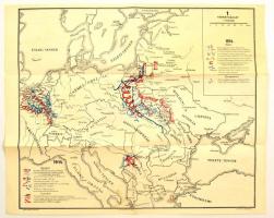 I. világháborús keleti front térképe 1914-ben és 1915-ben, kétoldalas, kiadja Czékus Zoltán, 34x41 cm