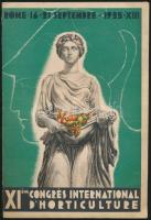 1935 XIéme Congrés International dHorticulture. Rome, 16-21 1935, 1935-ös római XI. Nemzetközi Kertészeti Kongresszus francia nyelvű kiadványa, fekete-fehér fotókkal, néhol ceruzás bejegyzéssel.