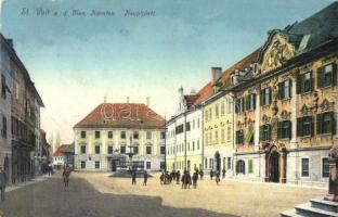 1915 Sankt Veit an der Glan, Sentvid ob Glini (Kärnten, Carinthia); Hauptplatz / main square. Kunstverlag Franz Schneeberger + K.u.K. Zentralartillerie-Depot St. Veit a. d. Glan (EB)