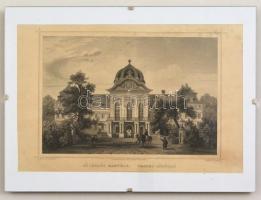 cca 1840 Ludwig Rohbock (1820-1883): Gödöllői kastély acélmetszet, üvegezett keretben, 14x21 cm / steel-engraving, framed, page size: 14x21 cm