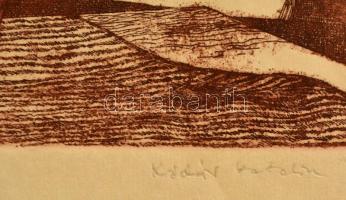 Kádár Katalin (1951- ): Üvegek. Színezett rézkarc, papír. Jelzett. 20x29 cm