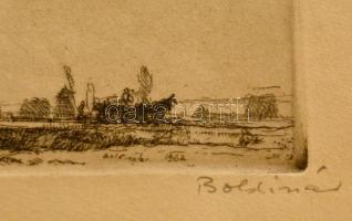 Boldizsár István (1897-1984): Öreg szélmalom. rézkarc, papír, jelzett,. 9,5x29 cm