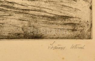 Szőnyi István (1894-1928): Erzsébet híd. Rézkarc, papír, jelzett,. 47x28 cm