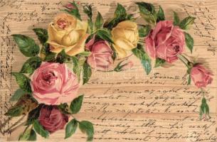 4 db RÉGI virágos litho motívumlap / 4 pre-1902 flower litho motive postcards