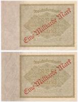 Németország / Weimari Köztársaság 1922. 1000M "Eine Milliard Mark" felülnyomással (2x) sor...