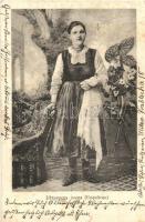 Bulgarian folklore, woman in traditional costumes (Sofia, Sofija) (fl)